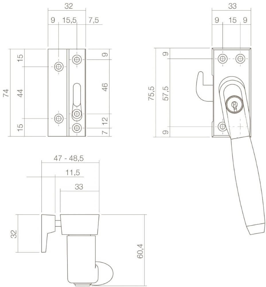 Window closure Fixon Lockable left nickel matt Intersteel 8714186130926
