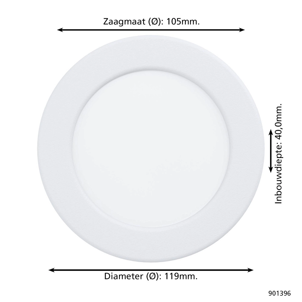 Recessed lamp Fueva 6 round - white - Ø 11,9cm Eglo 9008606330768
