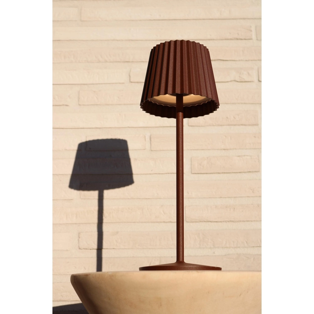Rechargeable table lamp Justine Rust brown with charging station Lucide 5411212272195