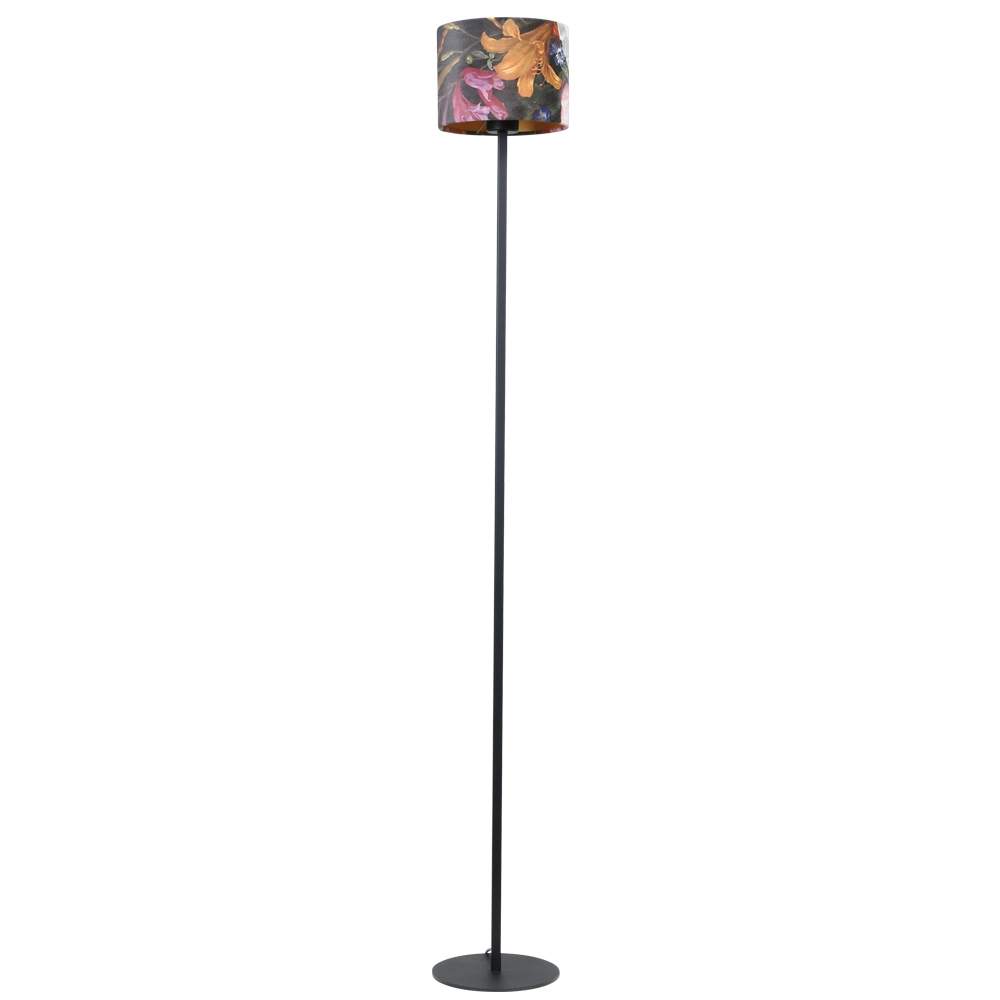 Black floor lamp Venus 150cm with Flower lampshade
