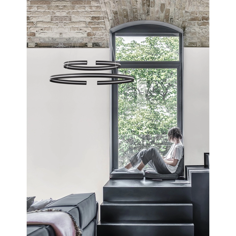 Black pendant lamp Torrente round Lyora 5212017419620