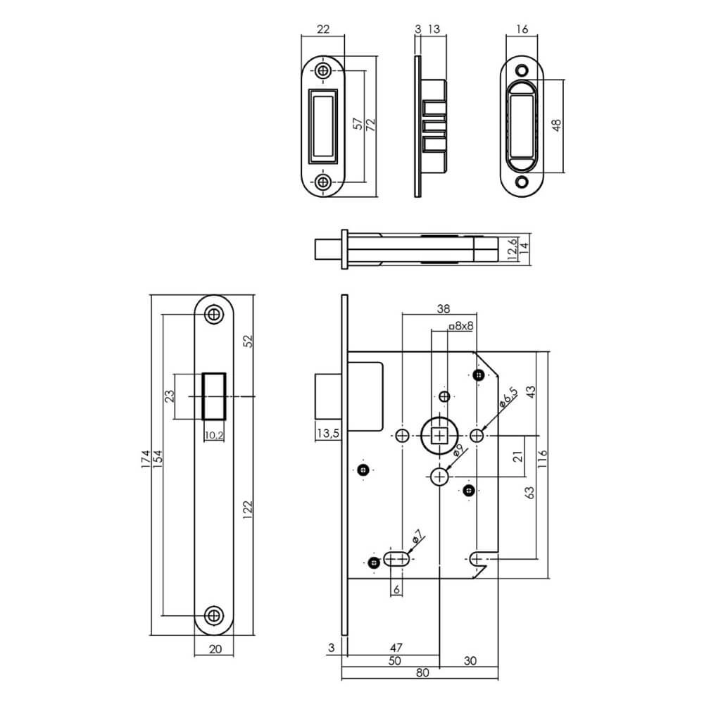 Lock case passage lock Domus magnet stainless steel rounded Intersteel 8714186463154