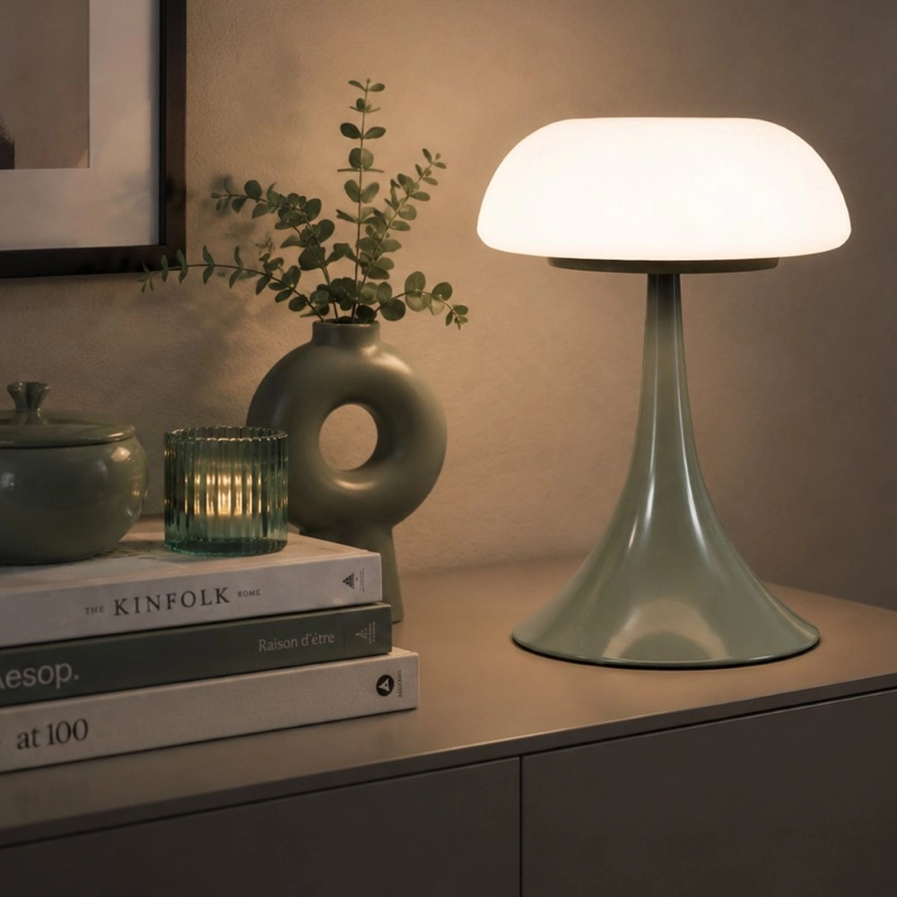 Table lamp Ancilla green with white hood