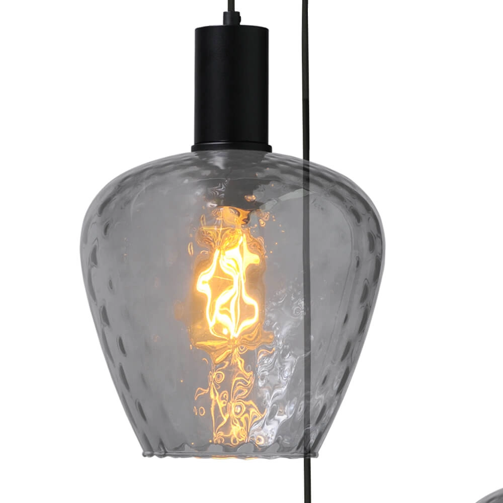 3-light loft hanging lamp - black - Porto with Diamond smoke glasses Masterlight 8718121270777