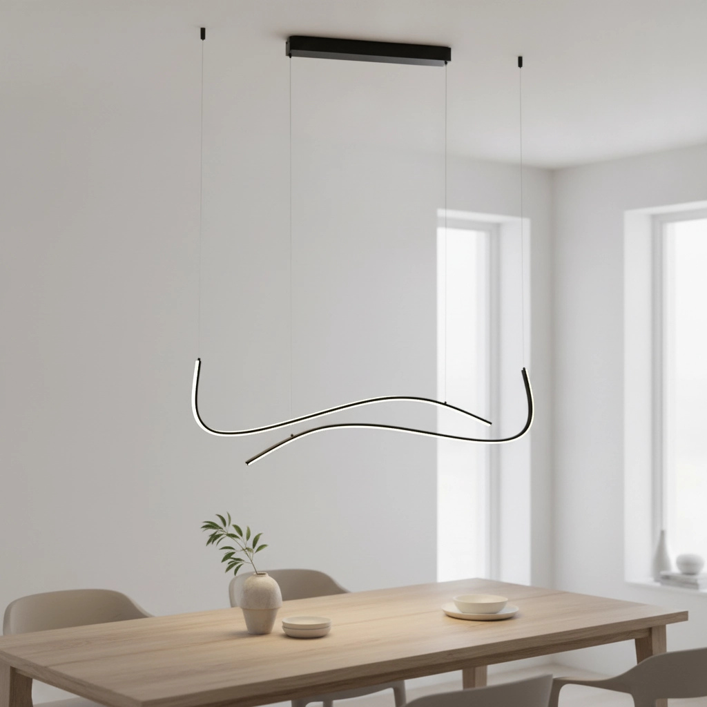 Pendant lamp Brio with curl black