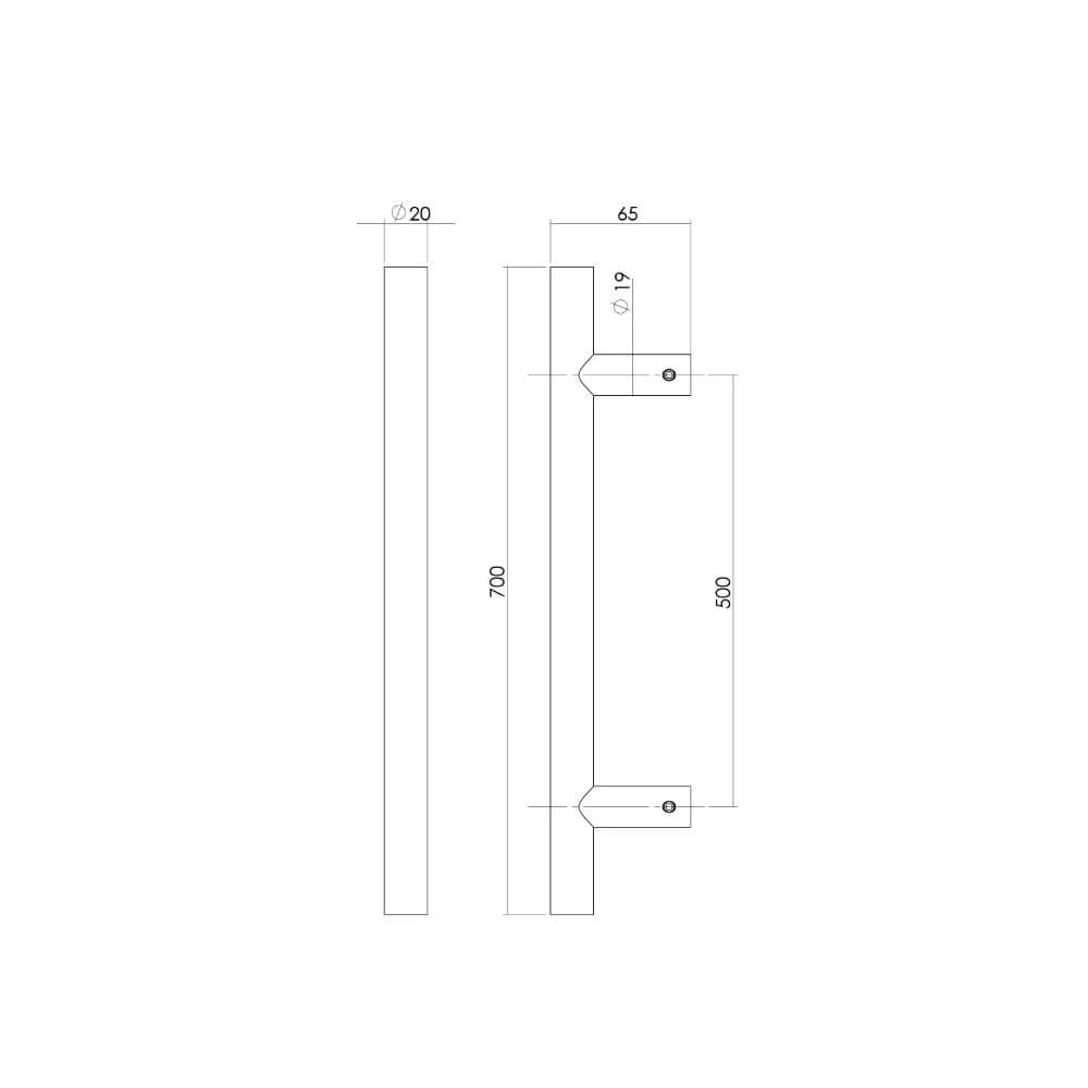 Door handle T-shape Gripon 70x6.5cm stainless steel Intersteel 8714186334096