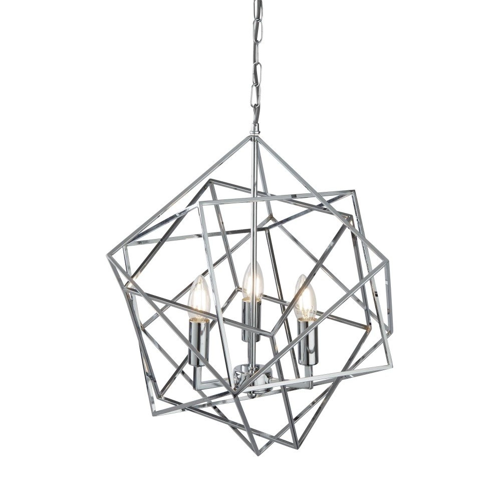 Chrome pendant lamp Cube Ø 48cm
