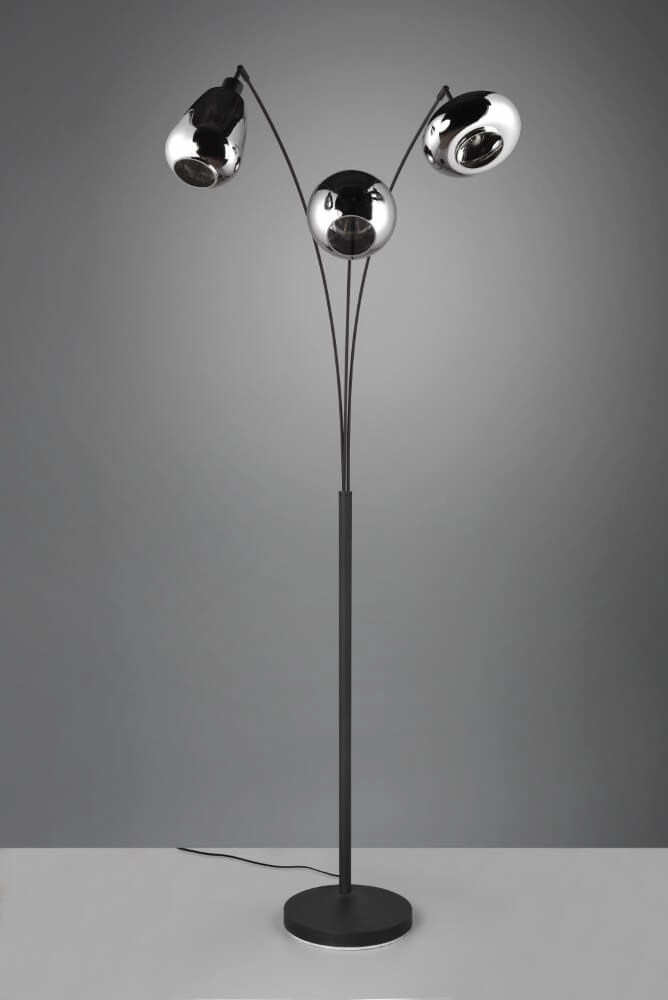 Standing floor lamp Lumina black fixture with chrome glass Trio 4017807581201