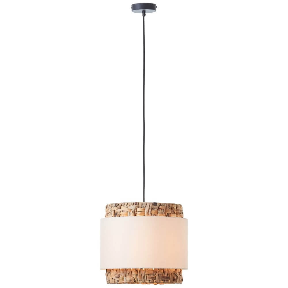 Pendant lamp Waterlilly Rattan with white fabric Brilliant 4004353411922