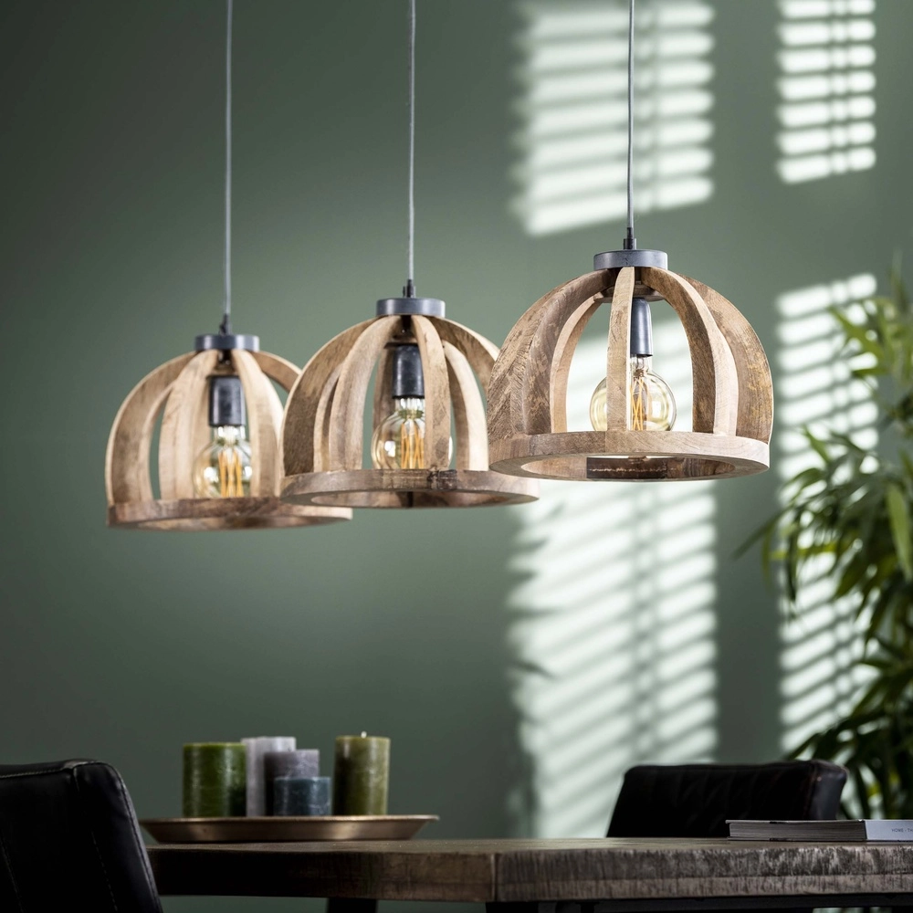 Wooden dining table pendant lamp Orba 3x Ø 30cm Lyora 8716803513204