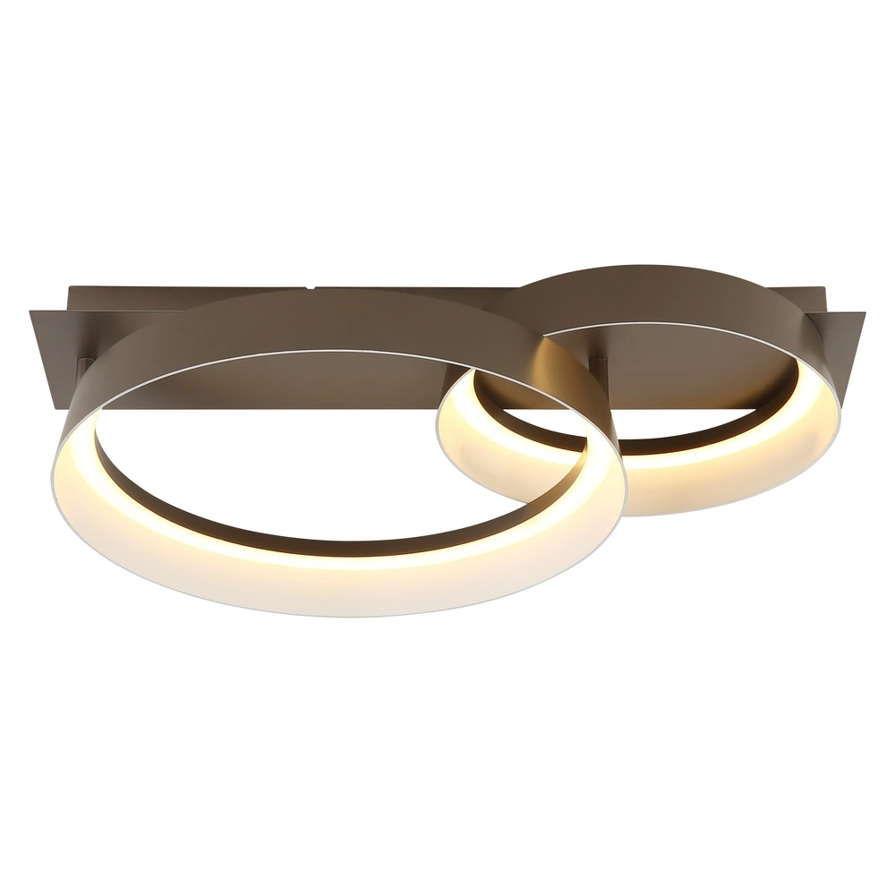 Sleek ceiling lamp Syrakus coffee brown 2 rings Globo 9007371573080