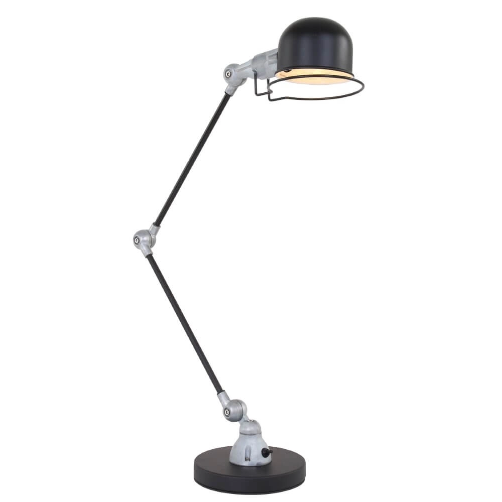 Rustic desk lamp Davin Black with vintage grey