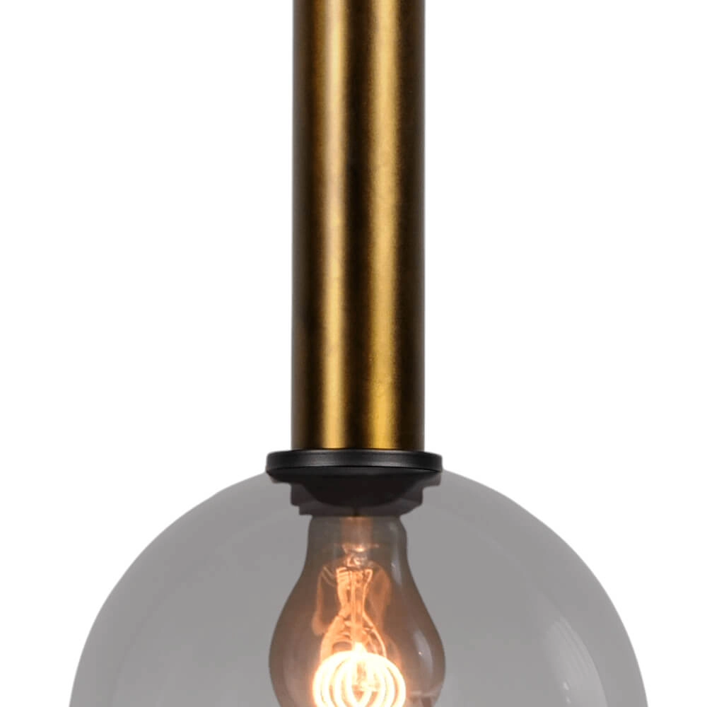 Hanging lamp Ø 20cm Bella 2 Antique brass with smoke glass Masterlight 8718121334080