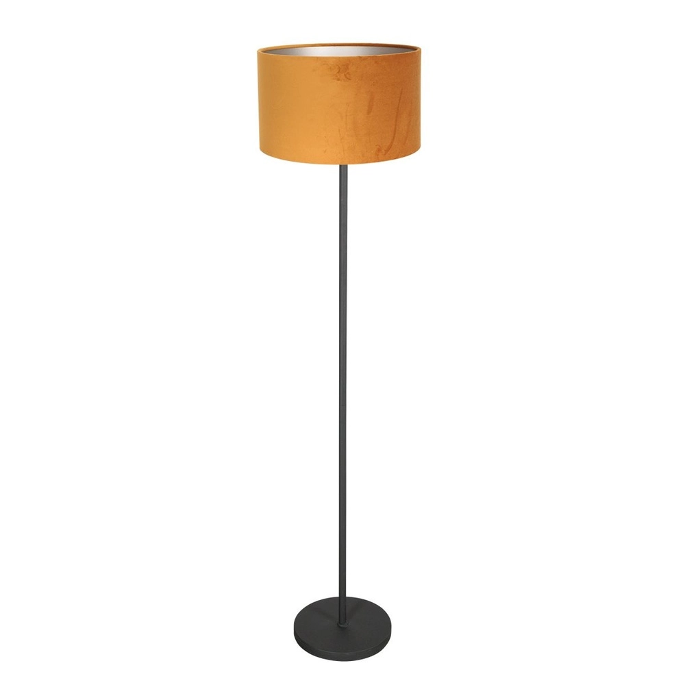 Black floor lamp Noor with golden cap