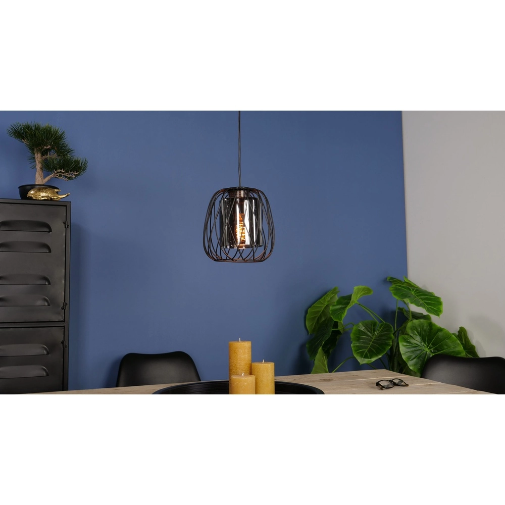 Wire pendant lamp Floresta Ø 20cm - with smoke glass Eglo 9002759997052