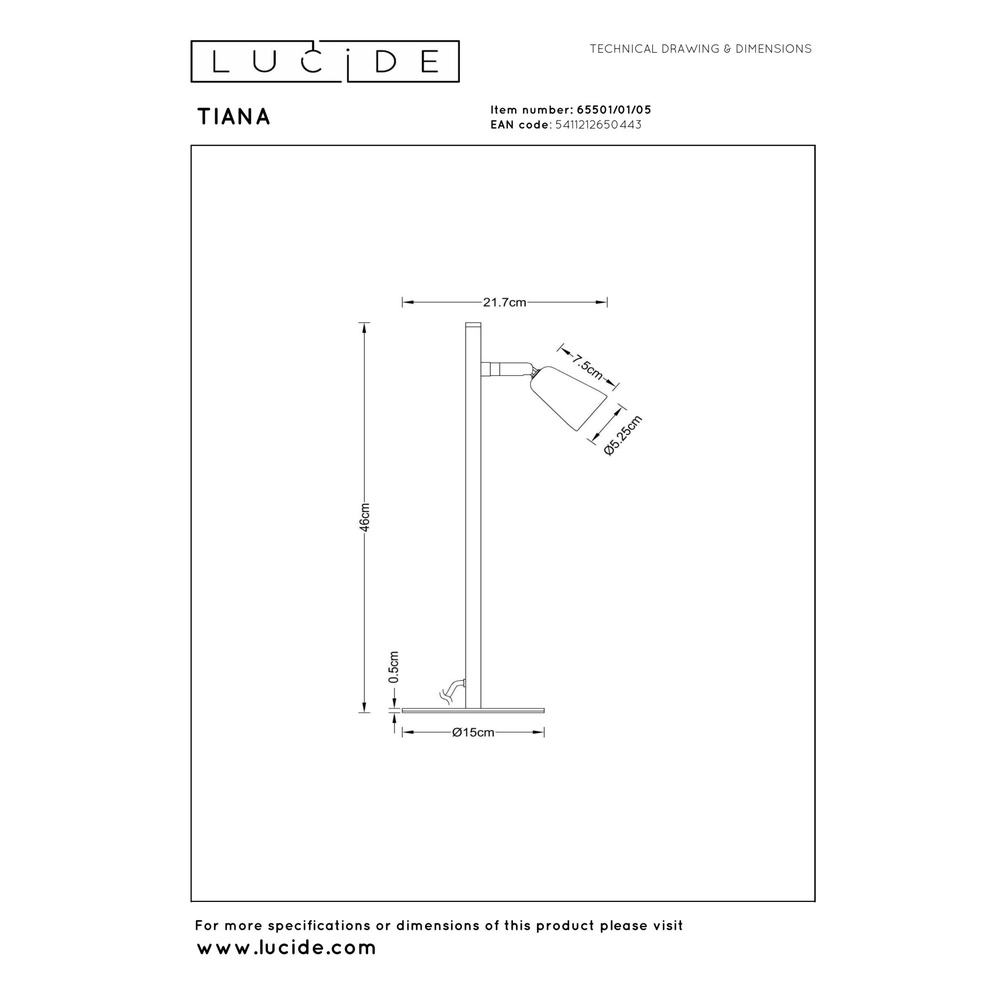 Design table lamp Tiana Champagne Lucide 5411212650443