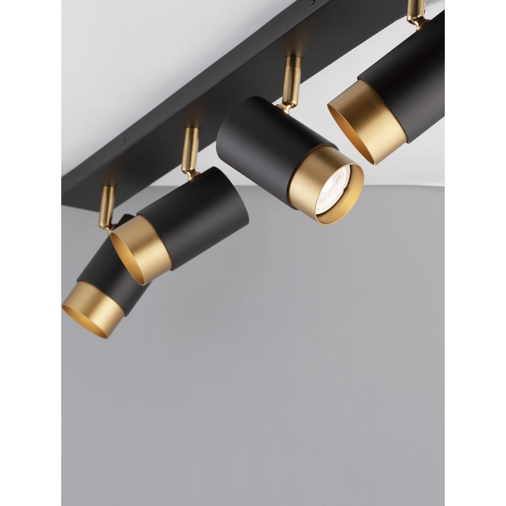 Ceiling spotlight Pogno 4-light black with gold Lyora 5212017430861
