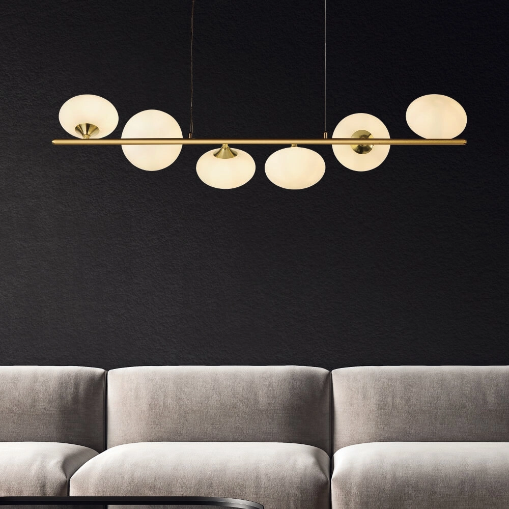 Gold hanging lamp Pebble 6-light Searchlight 5053423230733