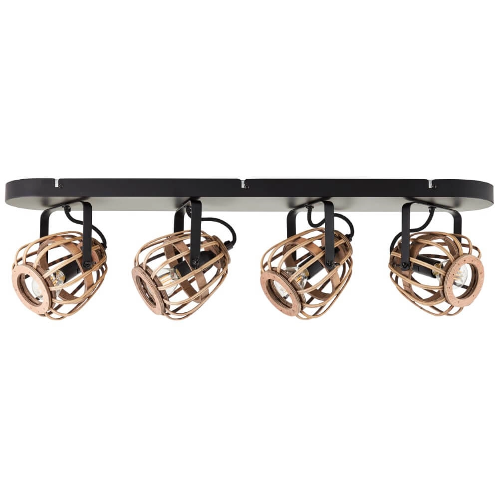 Rattan ceiling lamp Nikka 4-light black Brilliant 4004353402227