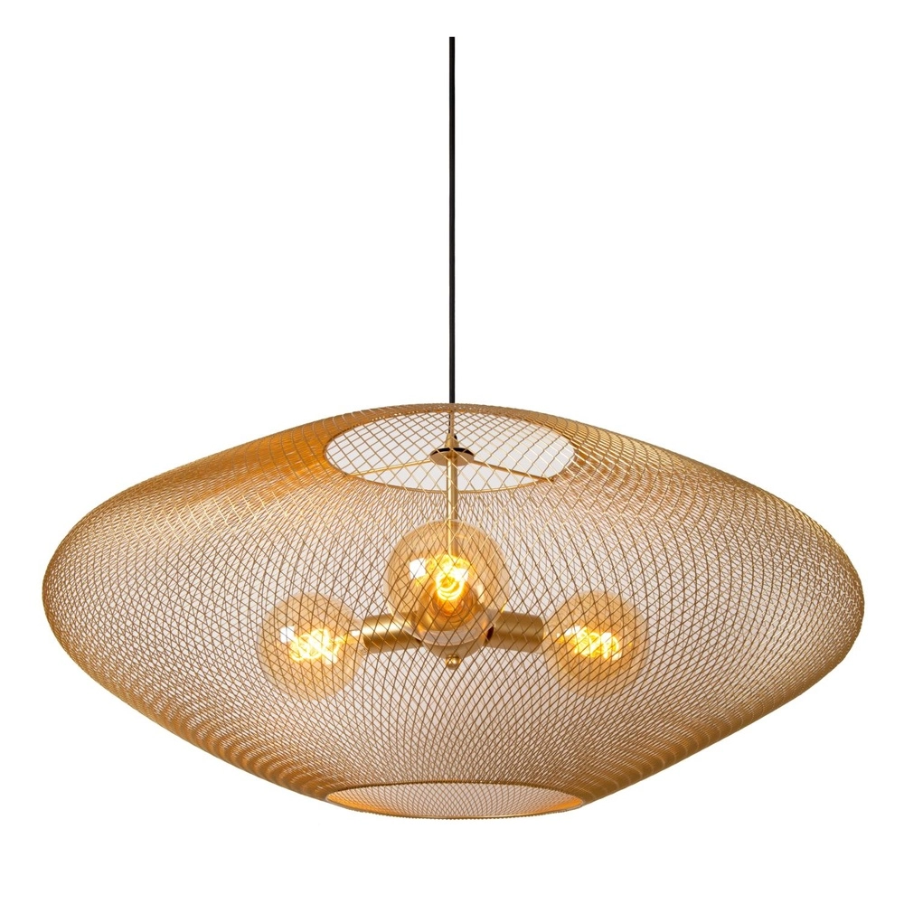 Mesh pendant lamp Mesh Ø 85cm gold for loft Lucide 5411212211965
