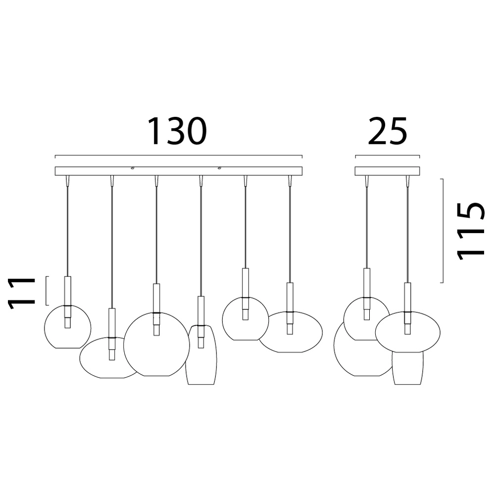 6L pendant light Lido Ball with clear glass Masterlight 8718121335346