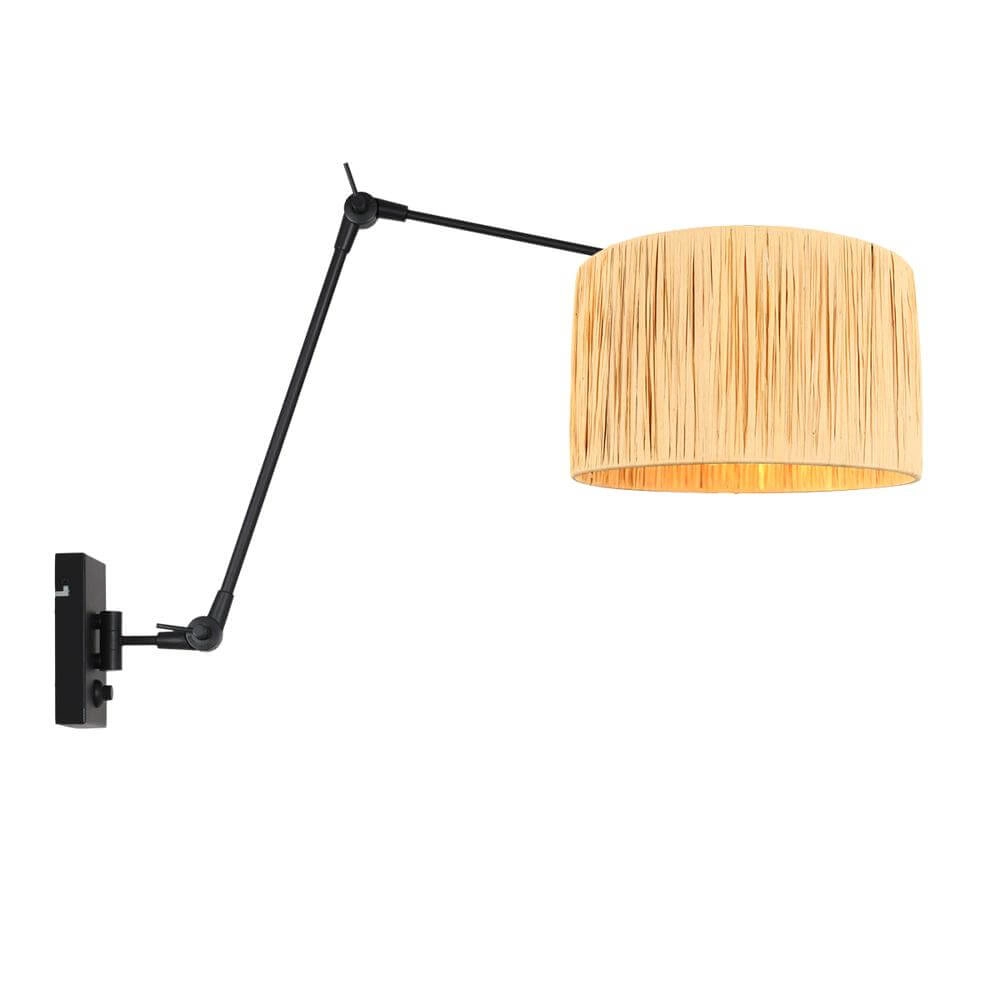 Wall lamp Prestige Chic black with straw shade Steinhauer 8712746172942