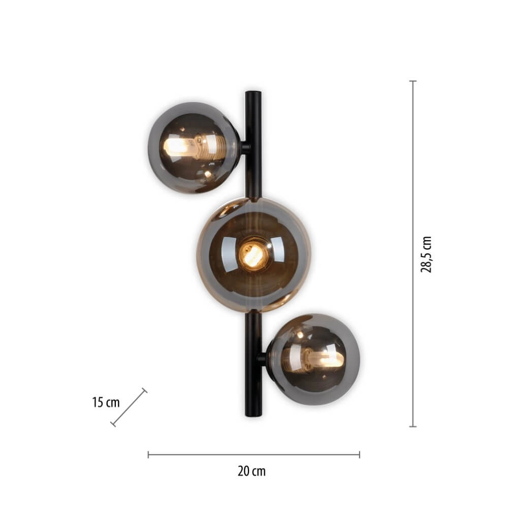 Black wall lamp Popsicle 3-light Paul Neuhaus 4012248375501