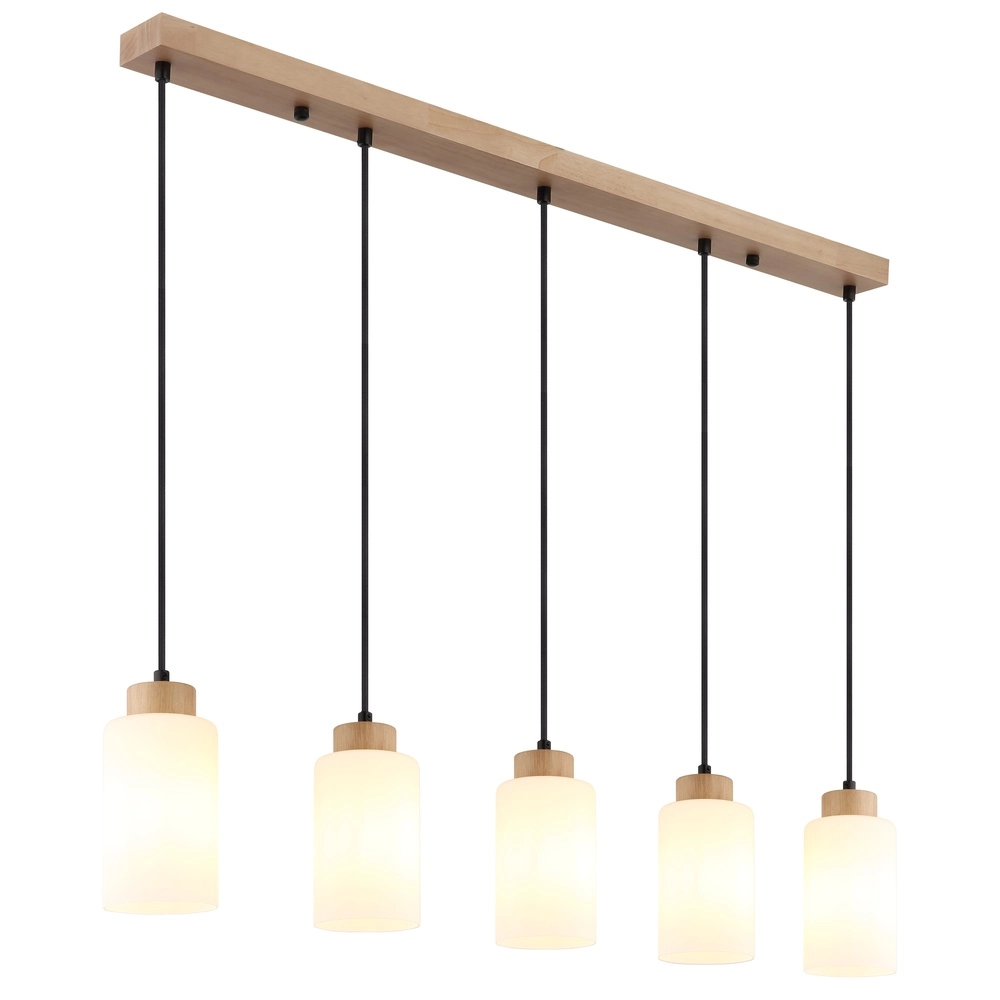 Pendant lamp Rowena 5-light wood