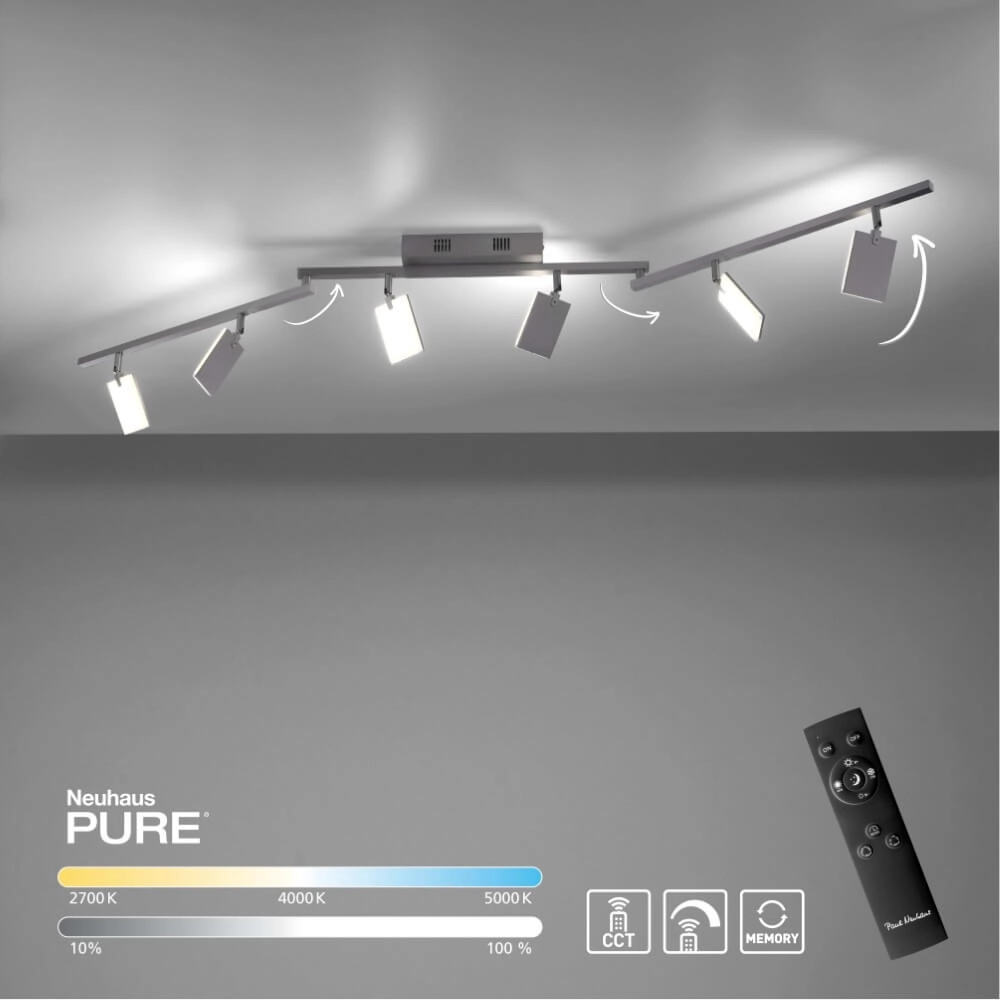 Ceiling lamp Pure Mira 6-light aluminum Paul Neuhaus 4012248359389