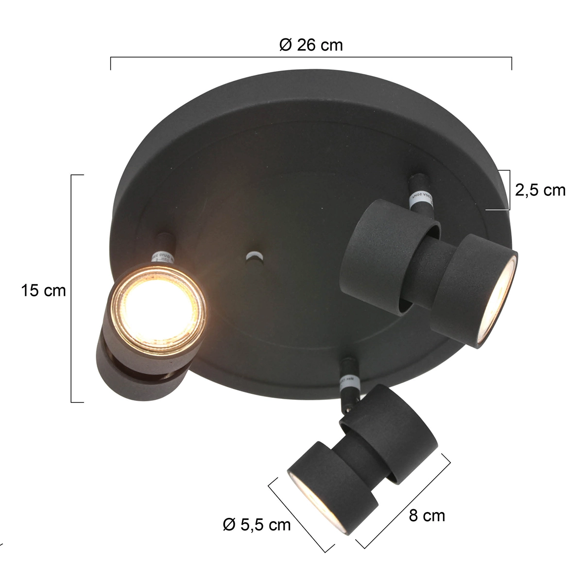 LED ceiling spotlight Natasja LED black Steinhauer 8712746175752