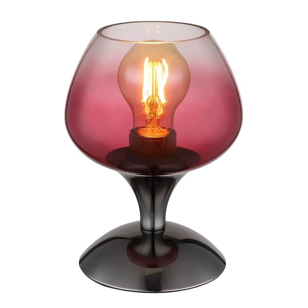Gunmetal table lamp Maxy with red glass Ø 15cm