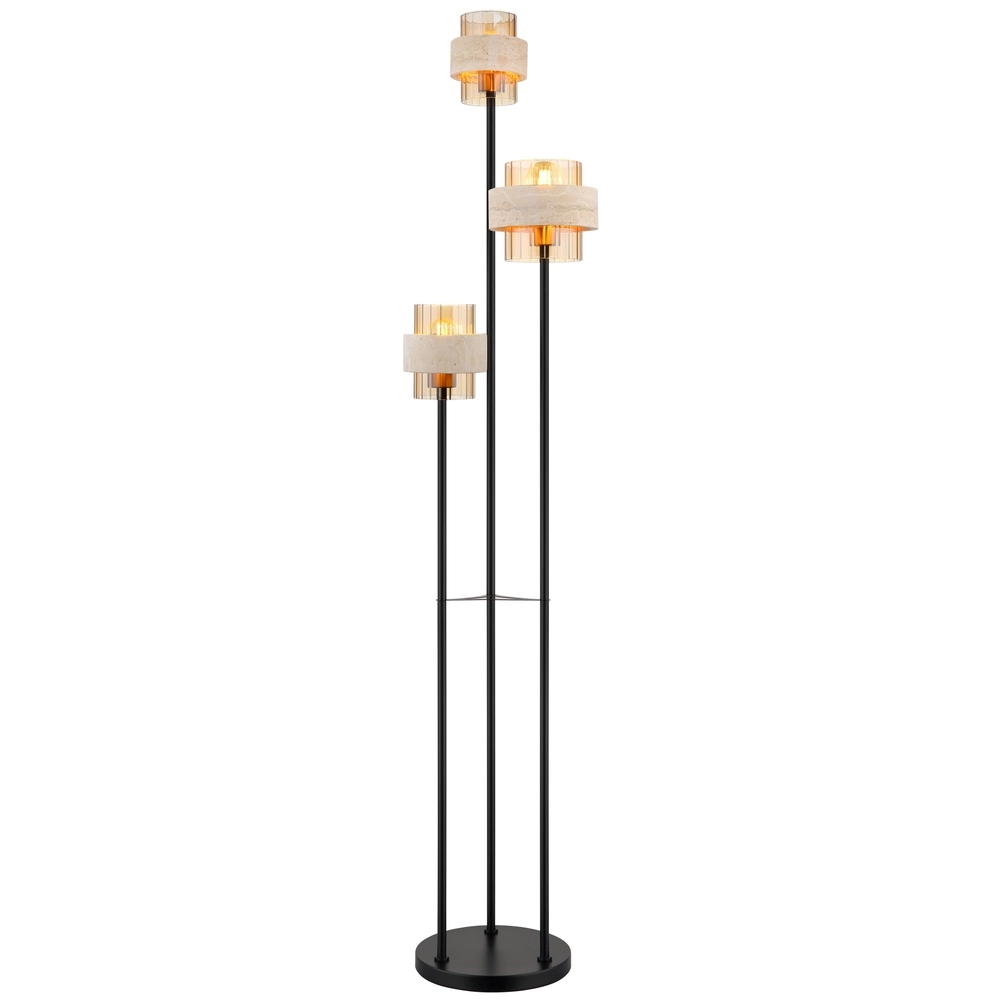 3-light floor lamp Daren black with marble