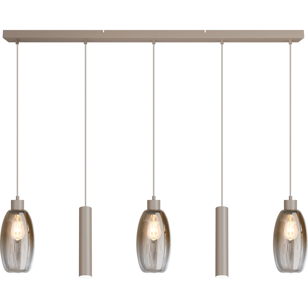 Glass pendant lamp Olive 3x Ø 12.5cm - 2x Run pendant - sand