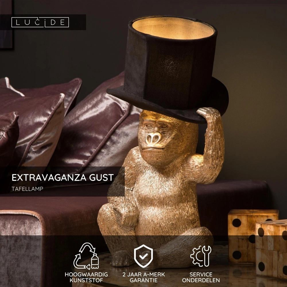 Table lamp Extravaganza Gust Monkey with black hood Lucide 5411212105349