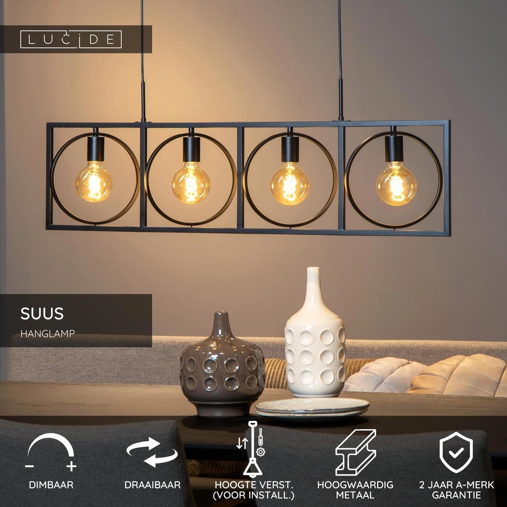 Unique pendant lamp Suus black 4-lights Lucide 5411212010872