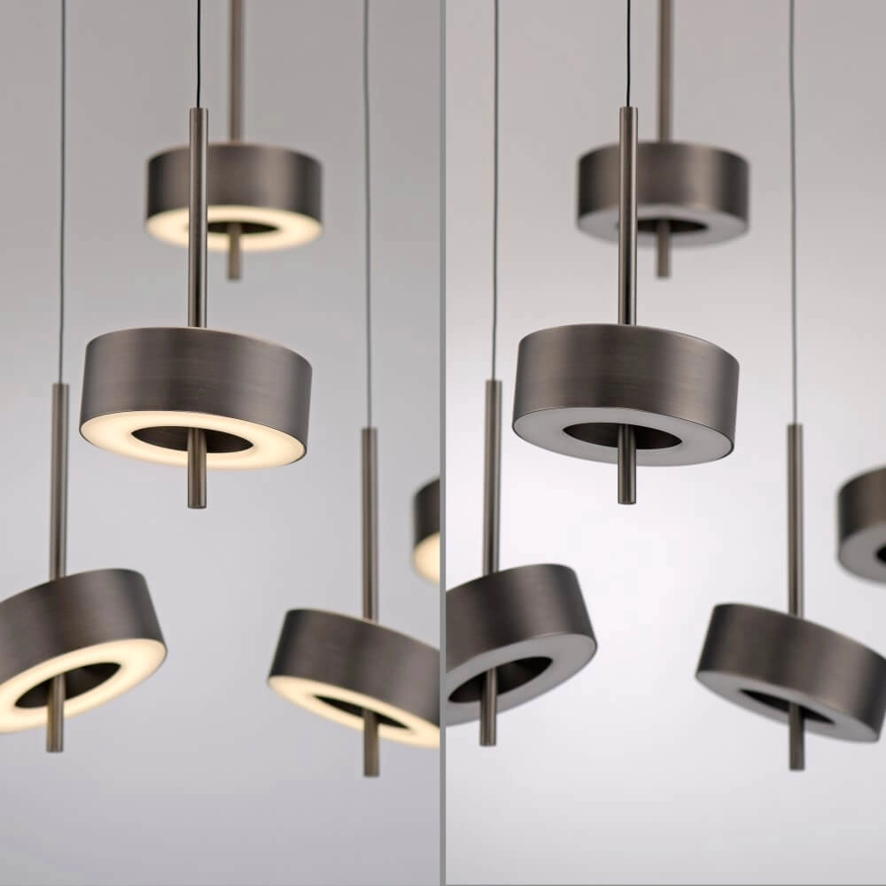 5-light pendant lamp Q-Rotate Brown Modern Paul Neuhaus 4012248383179