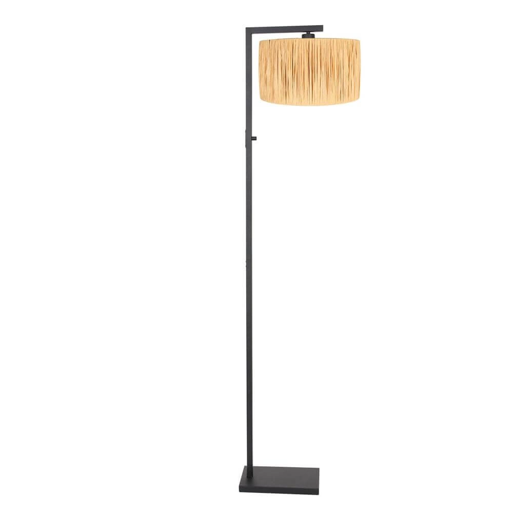 Floor lamp Stang black with straw shade