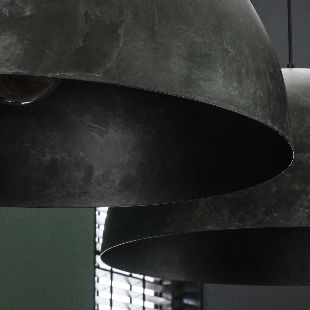 Industrial pendant lamp Dome 2x Ø 60cm - charcoal Lyora 8716803512566