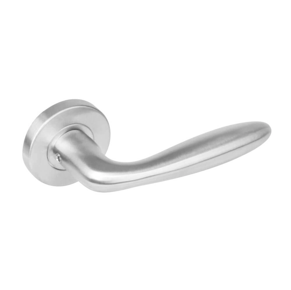 Door handle Jupiter rosette with ridge stainless steel