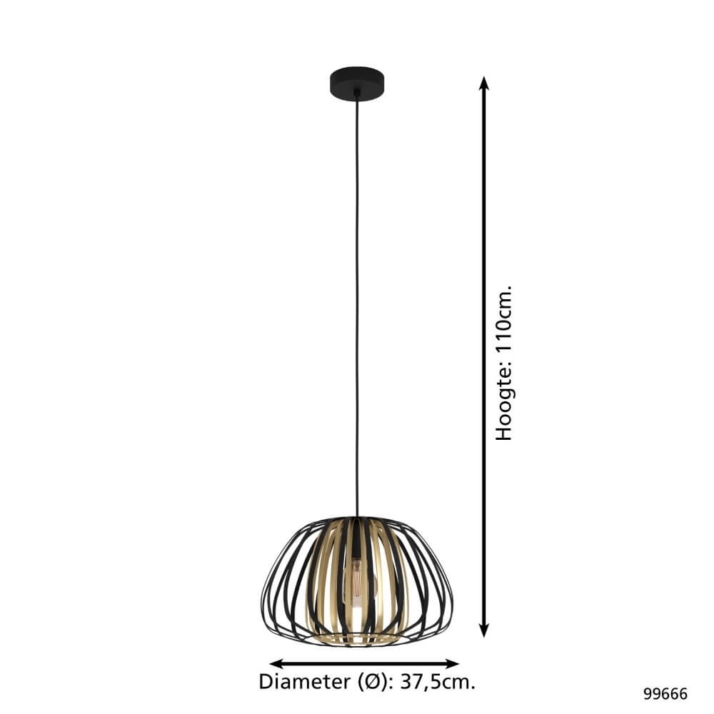 Pendant lamp Ø 37.5cm Encinitos black with gold Eglo 9002759996666