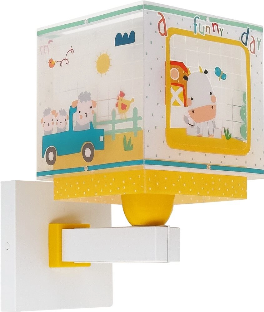 Children's room wall lamp My Farm yellow with white