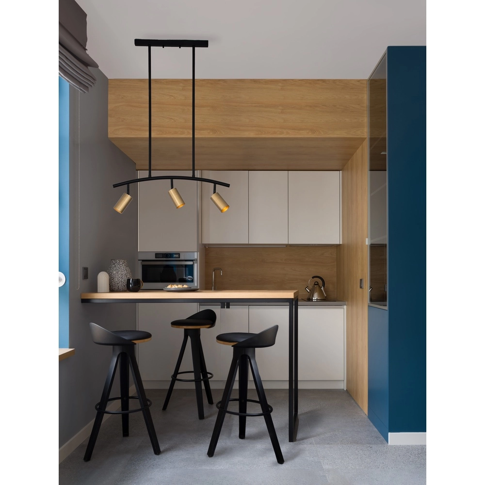 Pendant lamp Pogno 3-light black with gold round Lyora 5212017431295