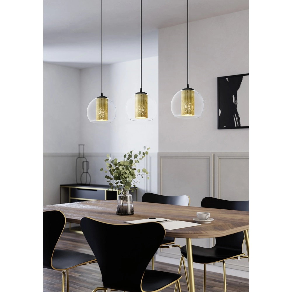 Design pendant lamp Bolsano 3-light black with gold Eglo 4046806038867