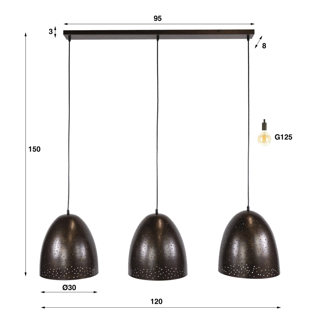 Dining room pendant lamp Kosmos 3L - E27 - Urban brown Lyora 8716803512238