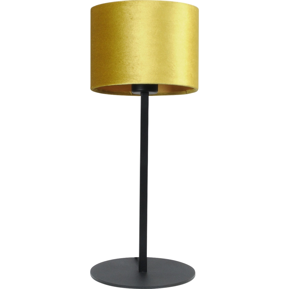 Black table lamp Venus with ocher yellow lampshade