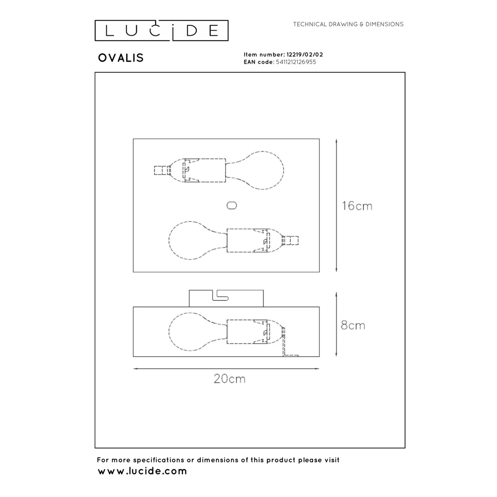 Design wall spot Ovalis Gold Lucide 5411212126955