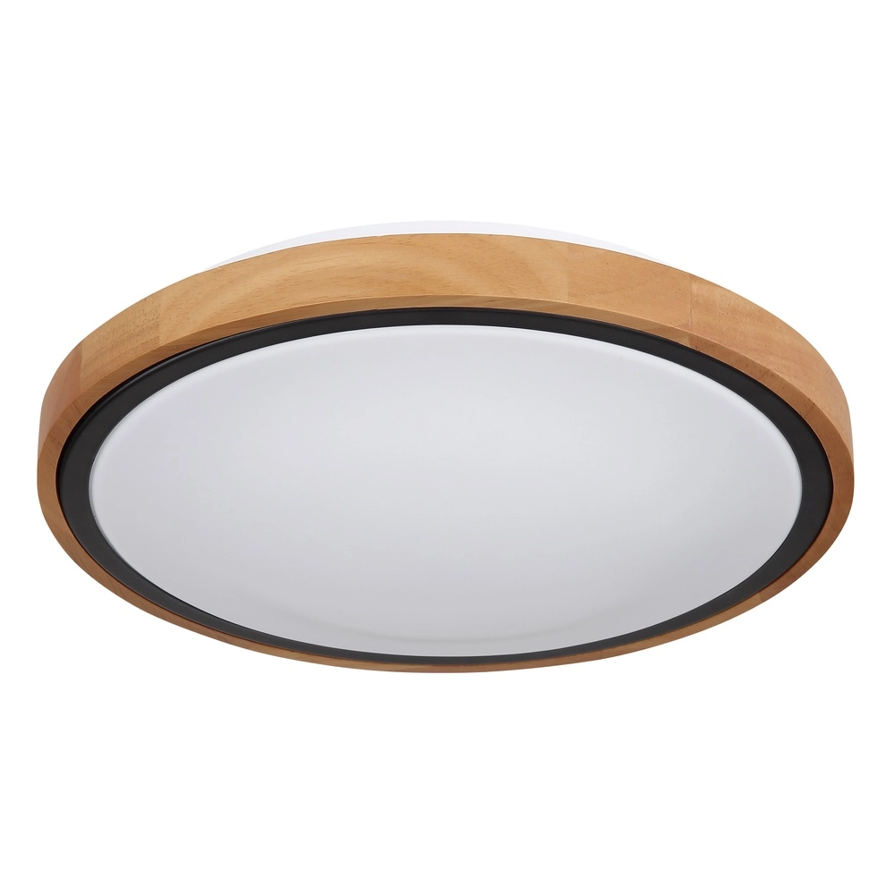 Ceiling lamp Bruno Ø 30.7cm black with wood Globo 9007371430468