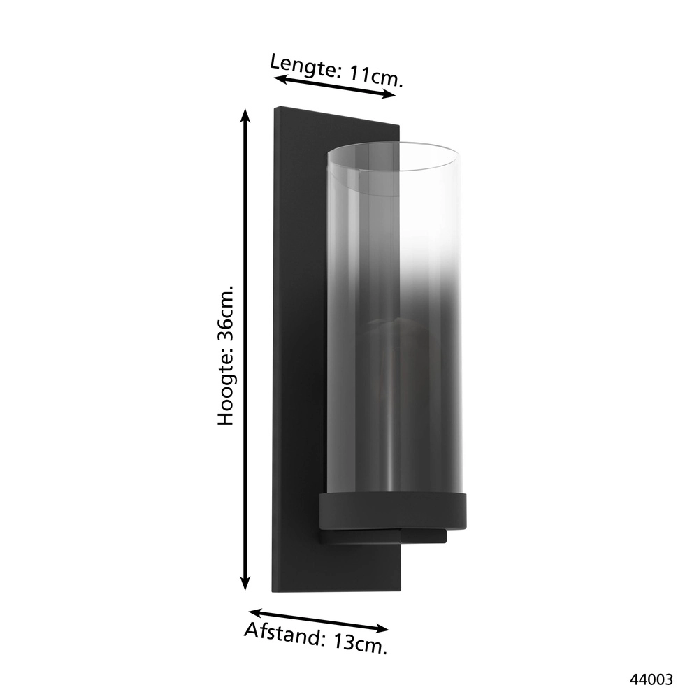Black wall lamp Toothill with smoke glass Eglo 9002759440039