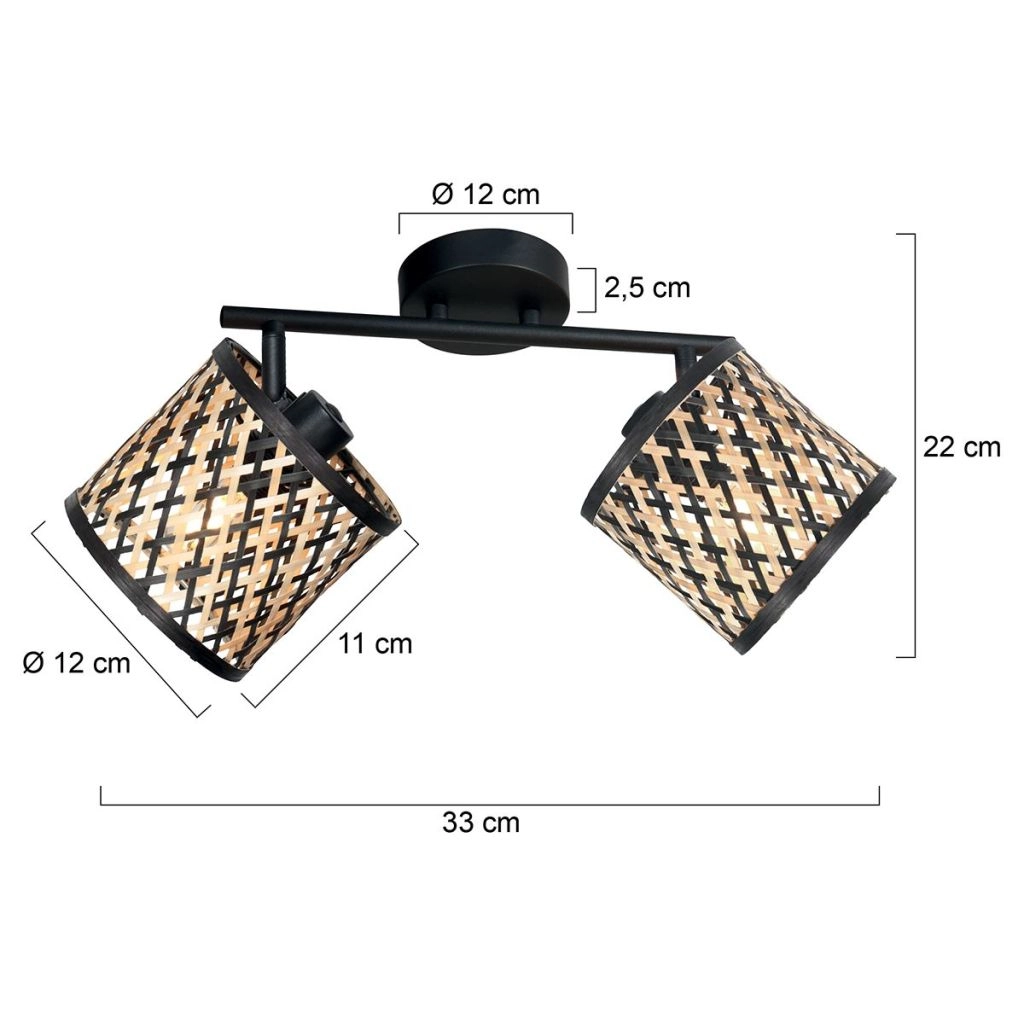 Ceiling lamp 2-lights Sumba with bamboo shades Ø12cm Steinhauer 8712746182828