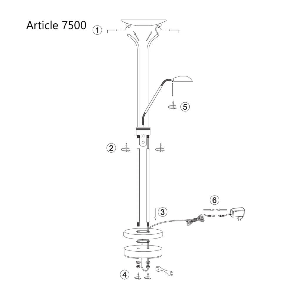 Floor lamp mexlite Up 180cm - 3000K bronze brown Steinhauer 8712746096347